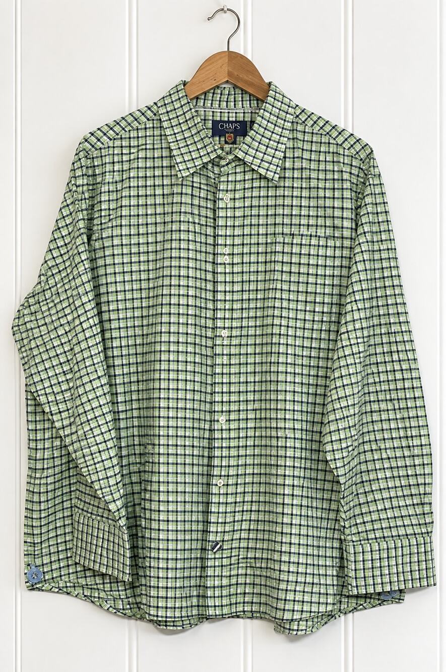 Cremieux Classics Shirt Mens XXL Green Plaid 100% Cotton Long Sleeve Button Up
